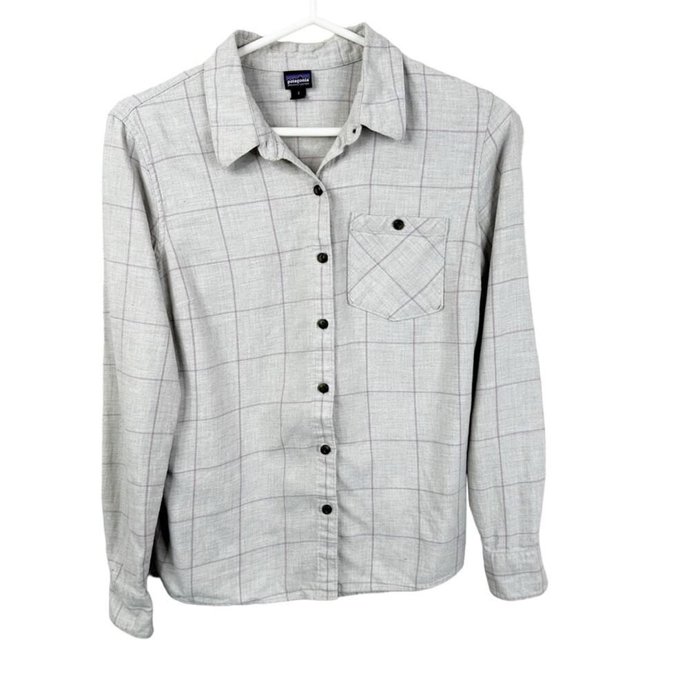 Patagonia Heywood Flannel Shirt Womens Size 2 Organic Cotton Casual Button Down